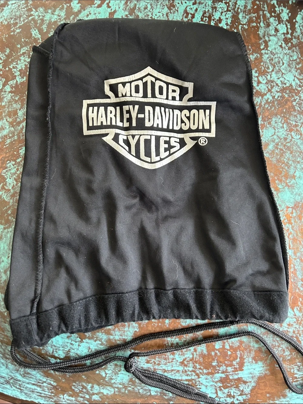Harley-Davidson Helmet Bag-Black Fabric Drawstring with Classic HD White Logo